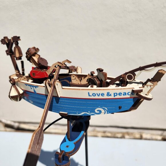 Wooden Nautical Fishing Desk Office Bookshelf Decor Gravity Swing Ocean Fisherma - Picture 1 of 11